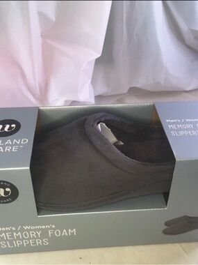 Memory Foam Men's Slippers - Charcoal Gray size men 11-12 women 10-11